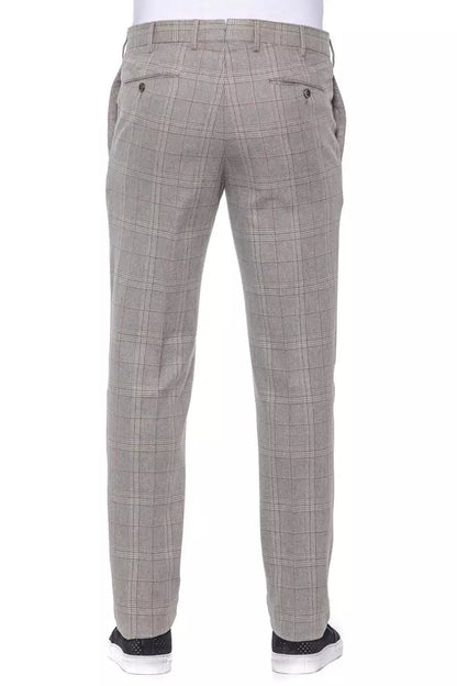 Beige Cotton Men Trouser