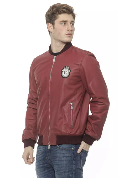 Chaqueta de cuero burdeos