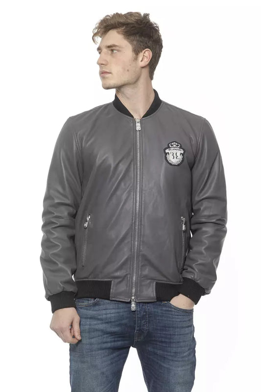 Chaqueta de cuero gris