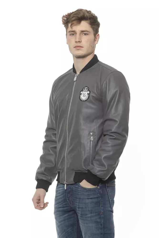 Chaqueta de cuero gris