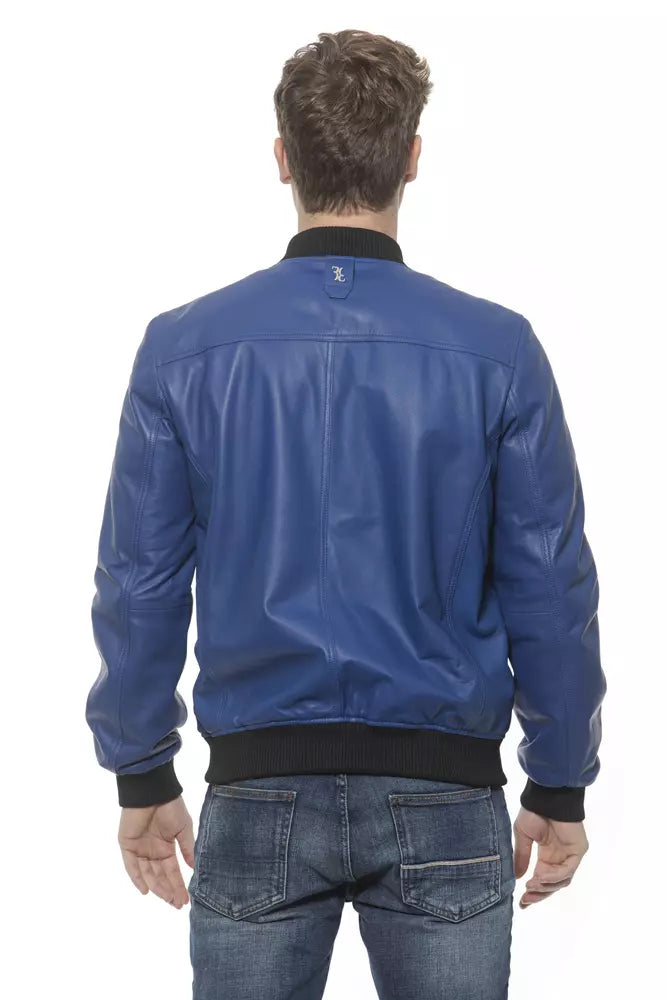 Chaqueta de cuero azul