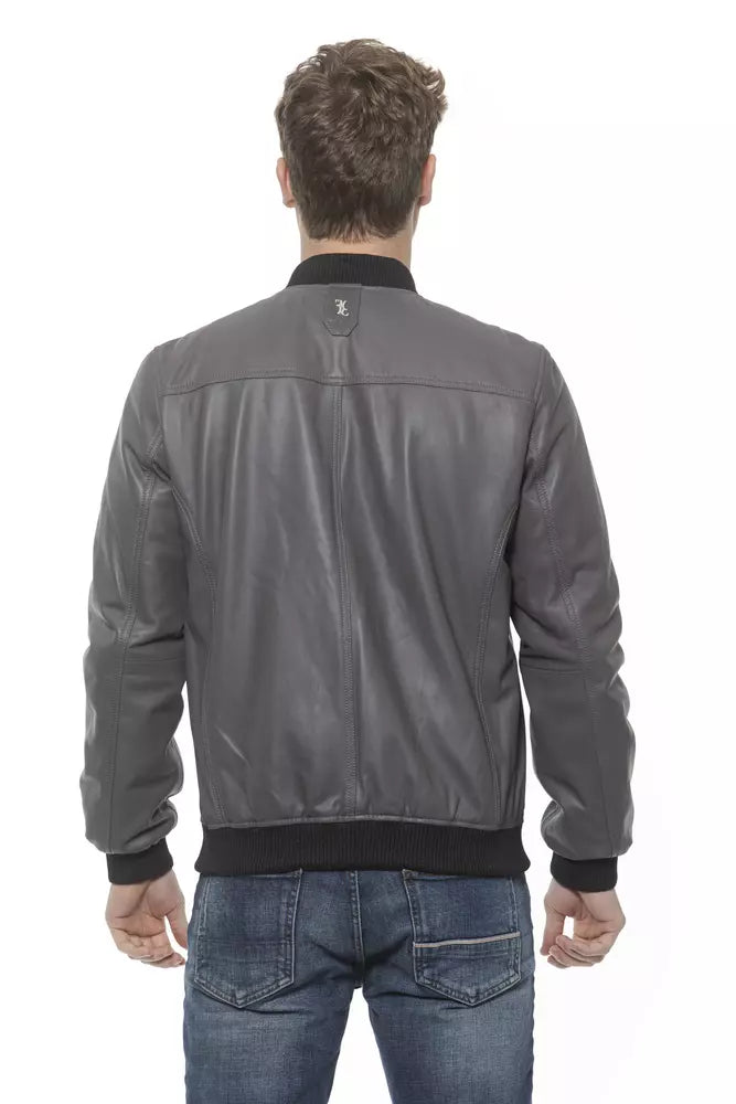 Chaqueta de cuero gris