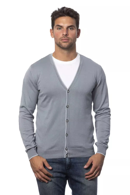 Gray Cotton Men Cardigan