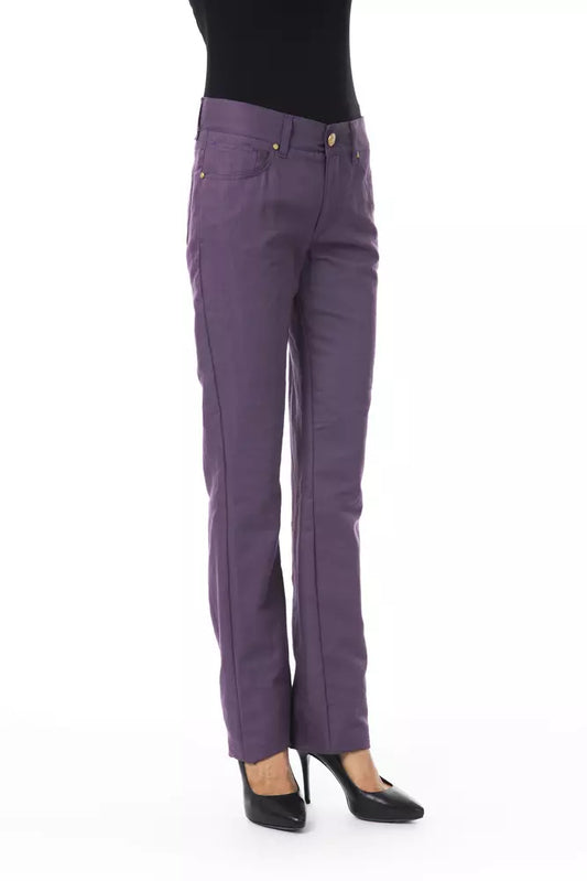 Purple Cotton Women Pants