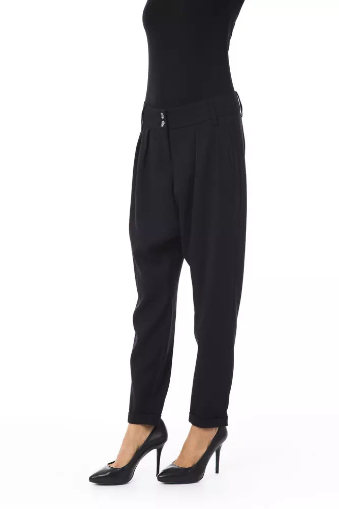 Black Polyester Women Pants