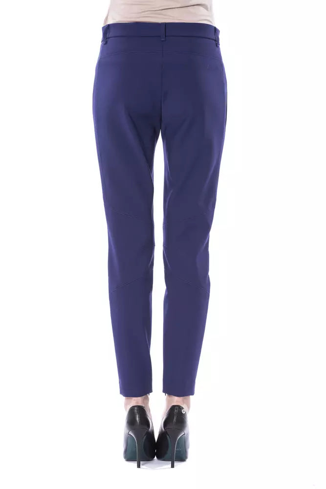 Blue Polyester Women Pants