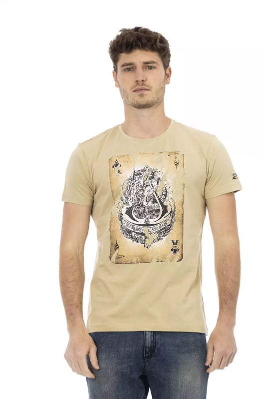 Beige Cotton Men T-Shirt