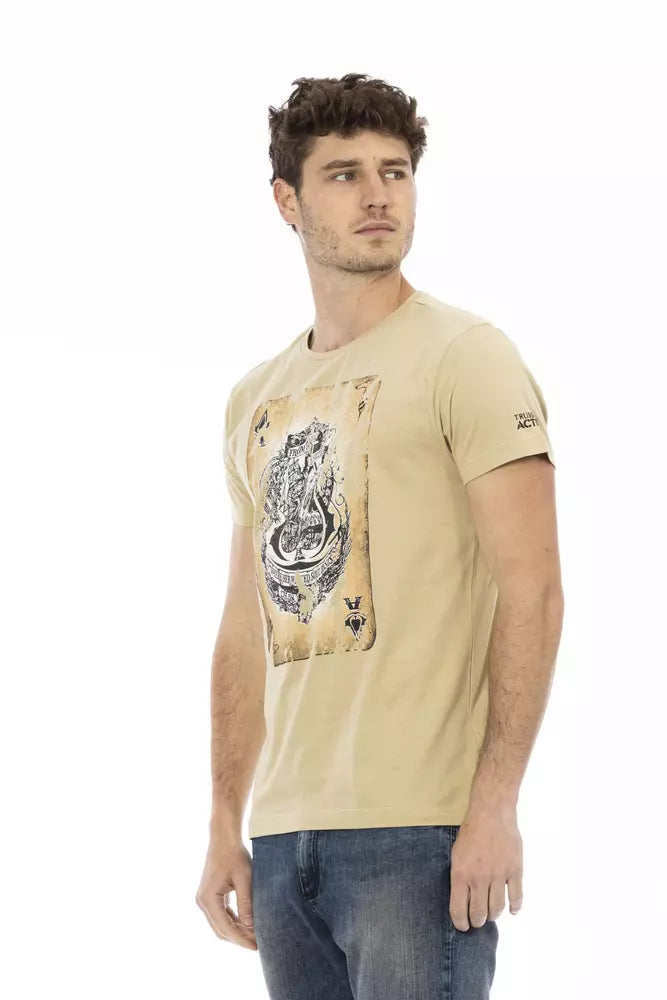 Beige Cotton Men T-Shirt