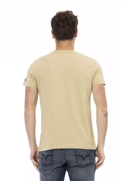 Beige Cotton Men T-Shirt