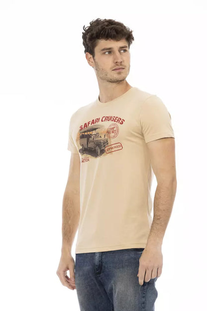 Beige Cotton Men T-Shirt