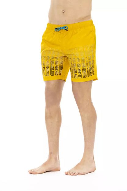 Yellow Polyester Men Swim Short