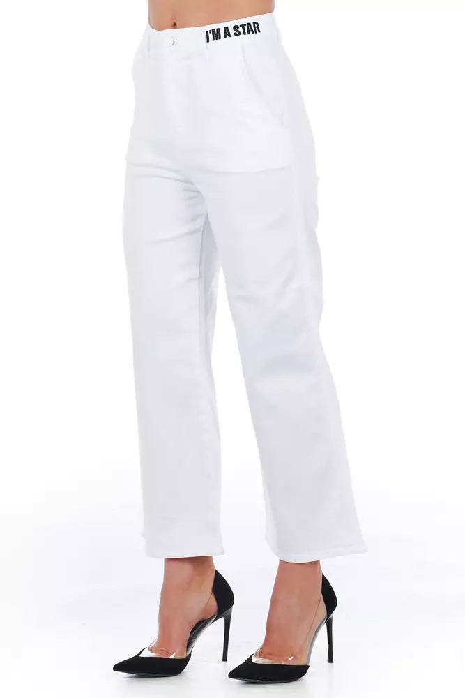 White Cotton Women Trouser