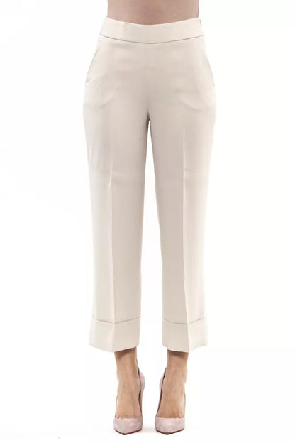 Beige Viscose Women Palazzo Pant