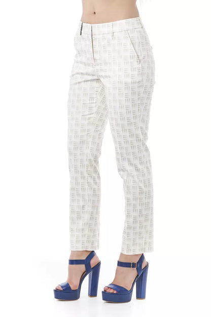 Beige Cotton Women Trouser