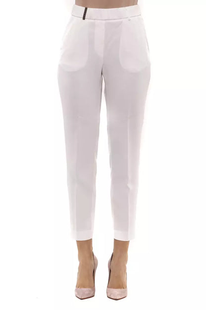 White Viscose Women Trouser