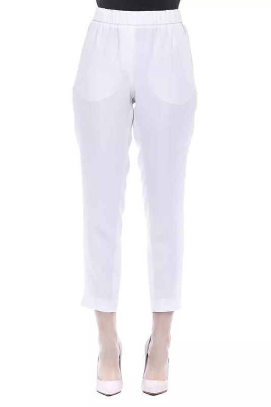 White Viscose Women Pants