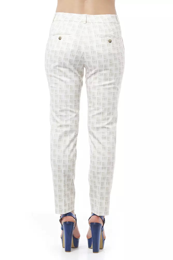 Beige Cotton Women Trouser