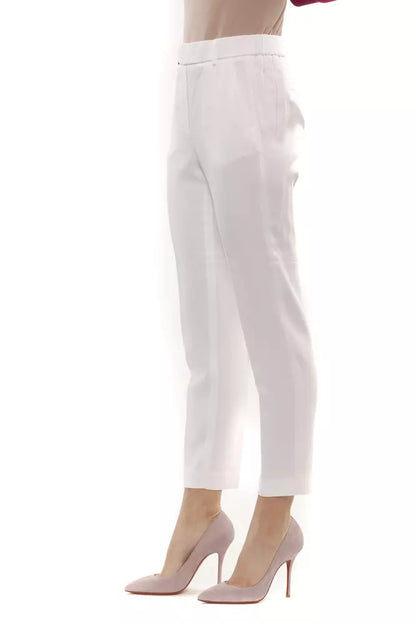 White Viscose Women Trouser