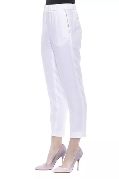 White Viscose Women Pants