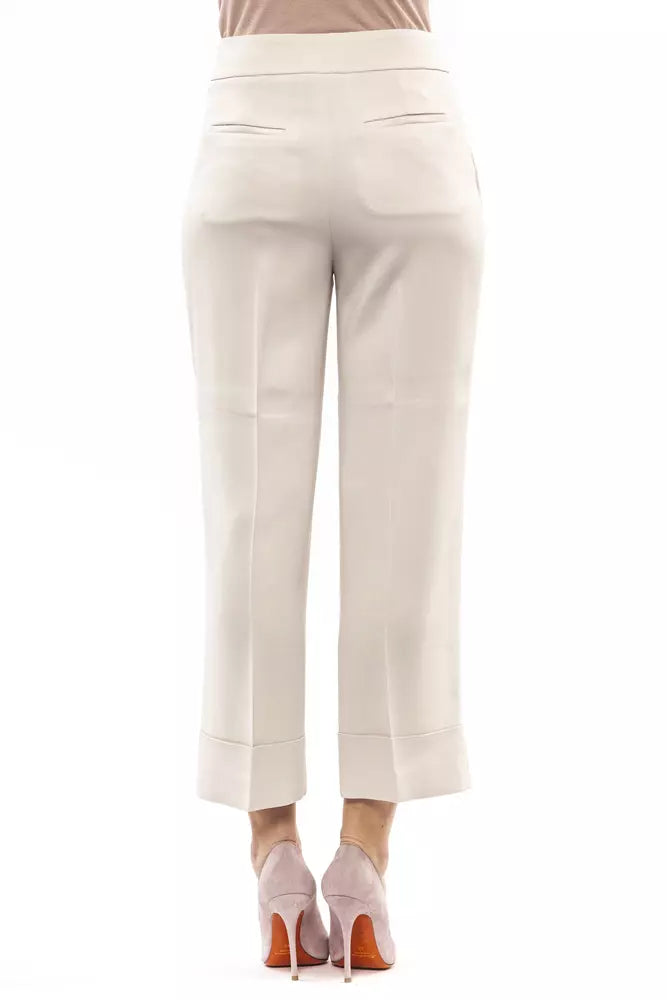 Beige Viscose Women Palazzo Pant