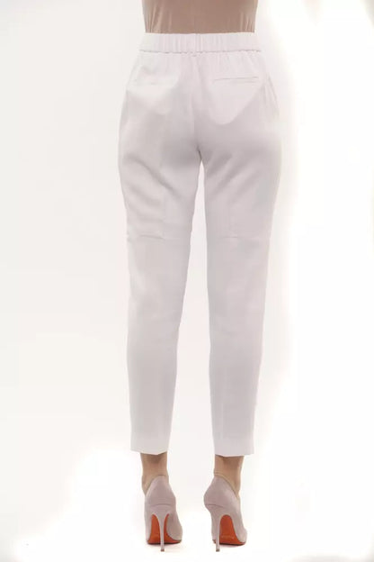 White Viscose Women Trouser