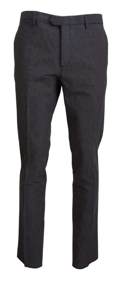 Elegant Checkered Straight Fit Trousers