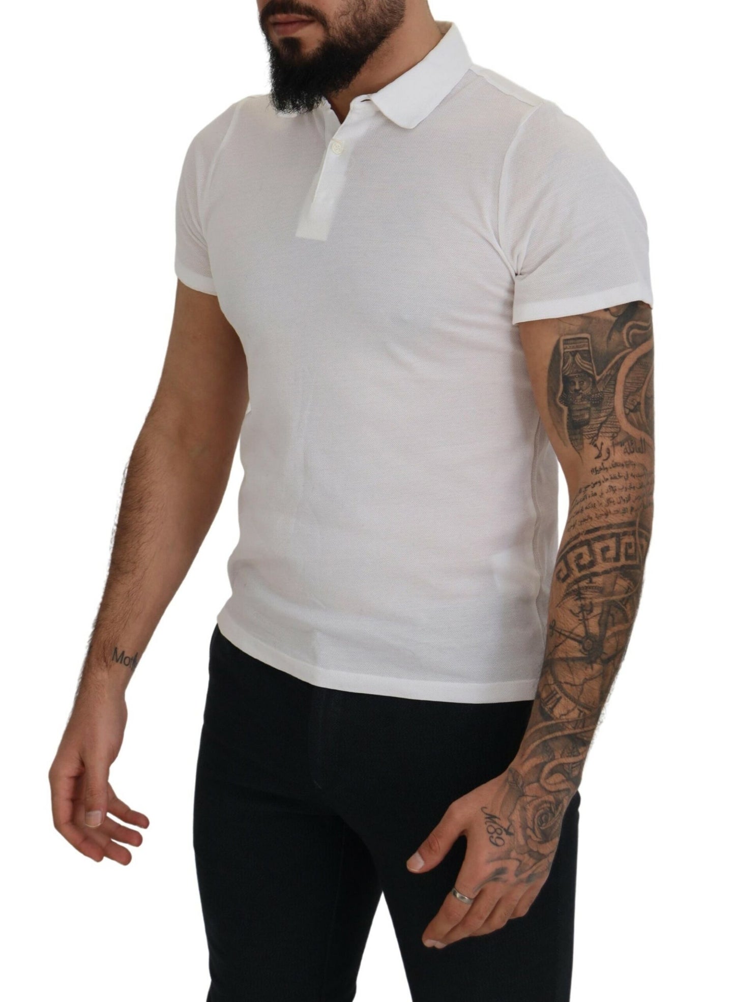 Elegant White Cotton Polo T-Shirt