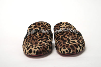 Black Brown Leapord Print Open Back Loafer