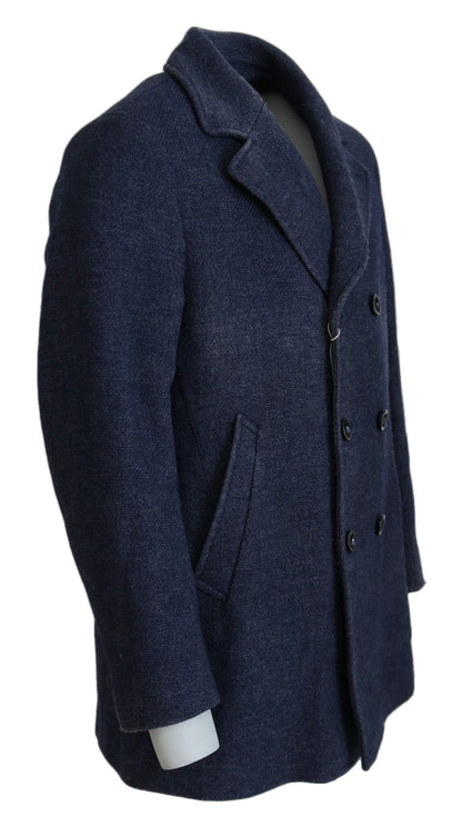 Chic Double Breasted Blue Coat Jacket