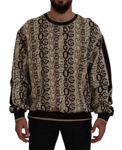 Beige Cotton Pullover Sweater - Elegant Men's Wear