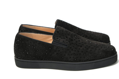 Black Boat Man Flat Veau Shoes