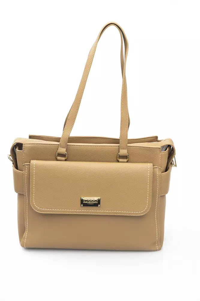 Beige Polyethylene Women Handbag