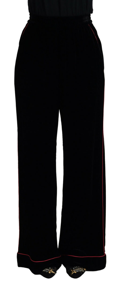 Pantalon taille haute en velours noir