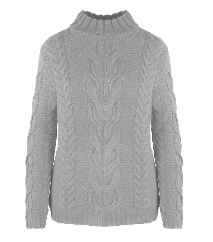 Chic Braided Wool-Cashmere Women's Turtleneck