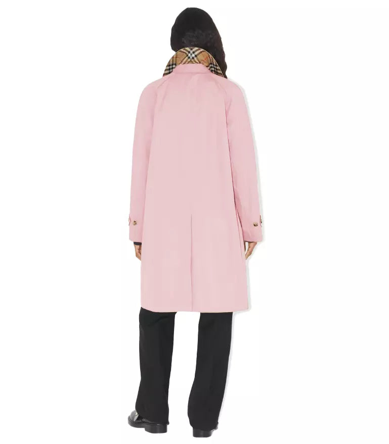 Elegant Cotton-Blend Trench Coat in Pink