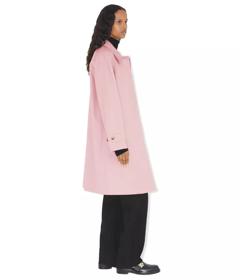 Elegant Cotton-Blend Trench Coat in Pink