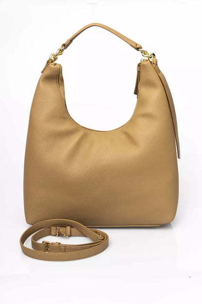 Beige Polyethylene Women Shoulder Bag