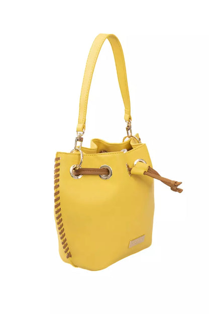 Yellow Polyurethane Women Crossbody Bag