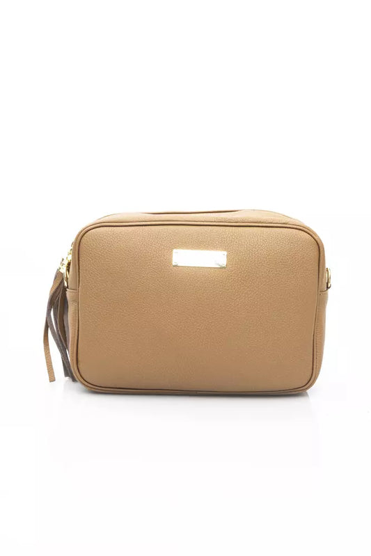 Beige Leather Women Shoulder Bag