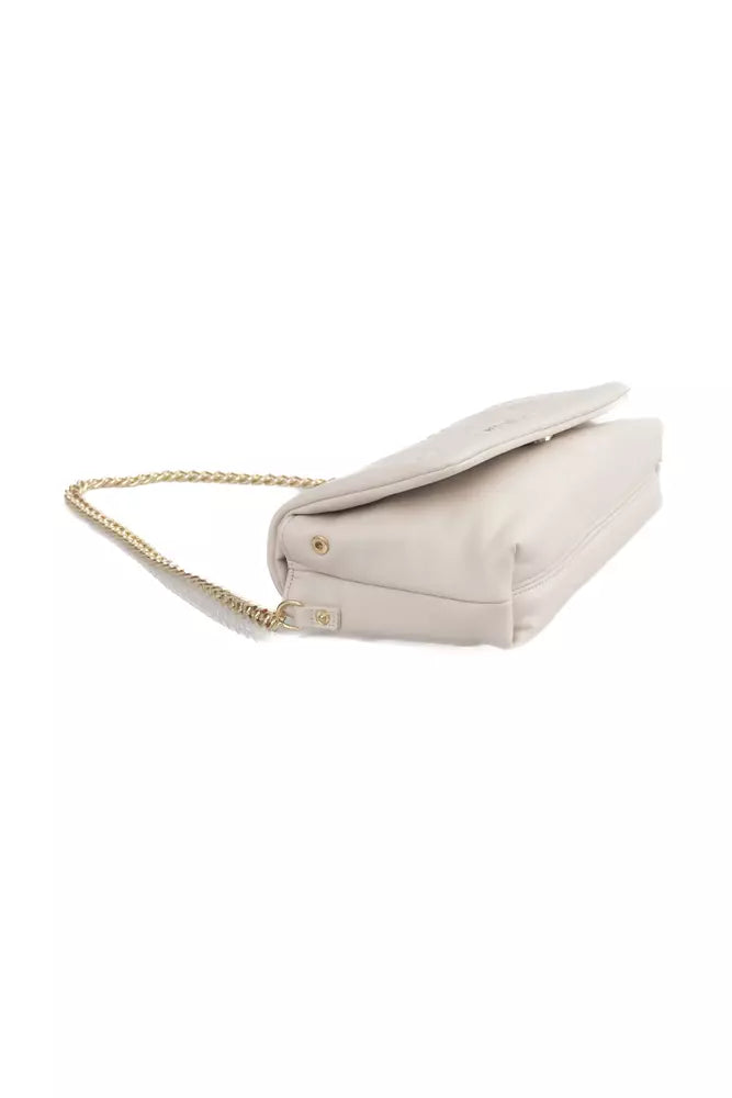 Beige Polyethylene Women Shoulder Bag