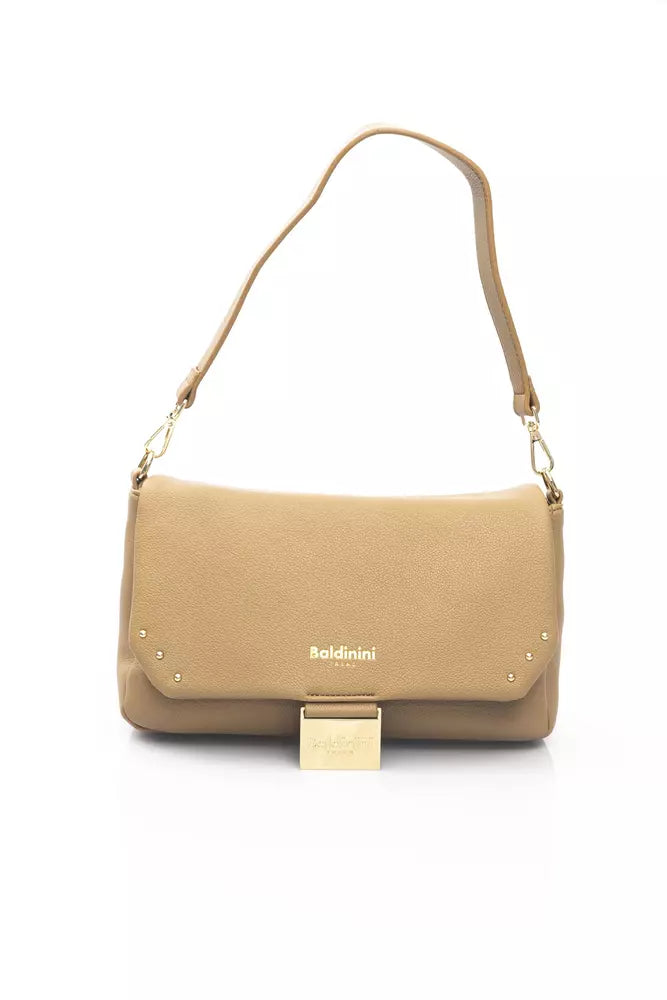 Beige Polyethylene Women Shoulder Bag