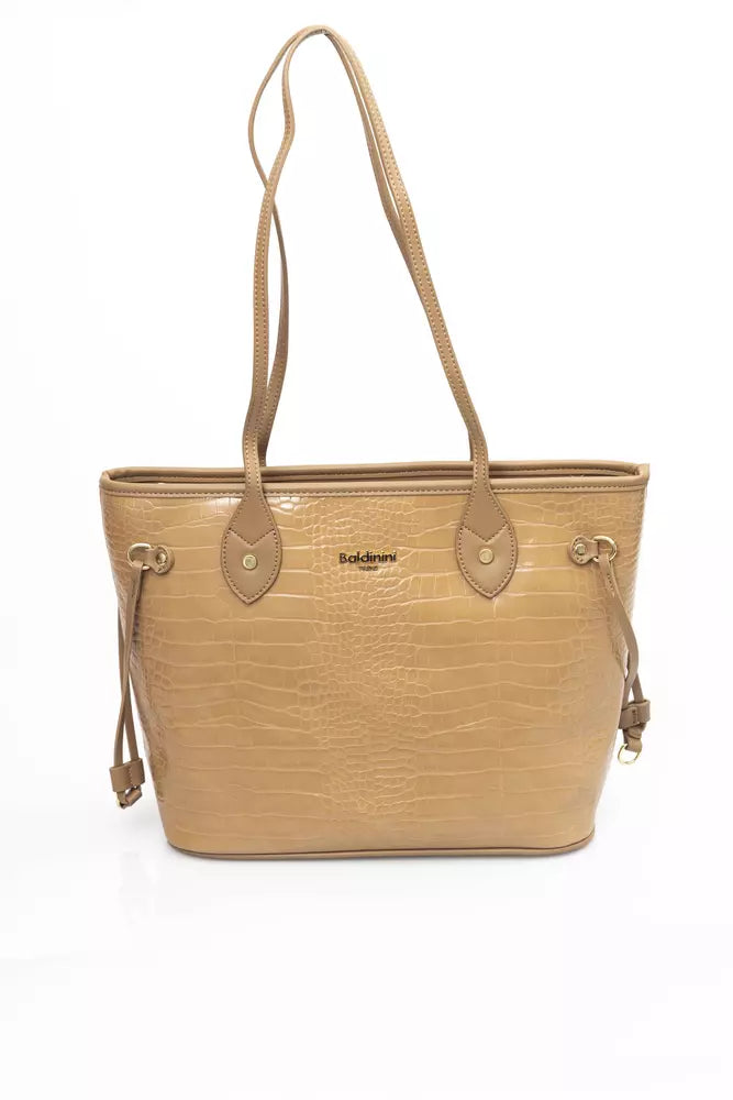 Beige Polyethylene Women Shoulder Bag