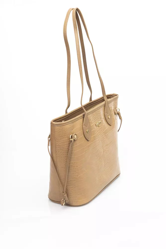 Beige Polyethylene Women Shoulder Bag