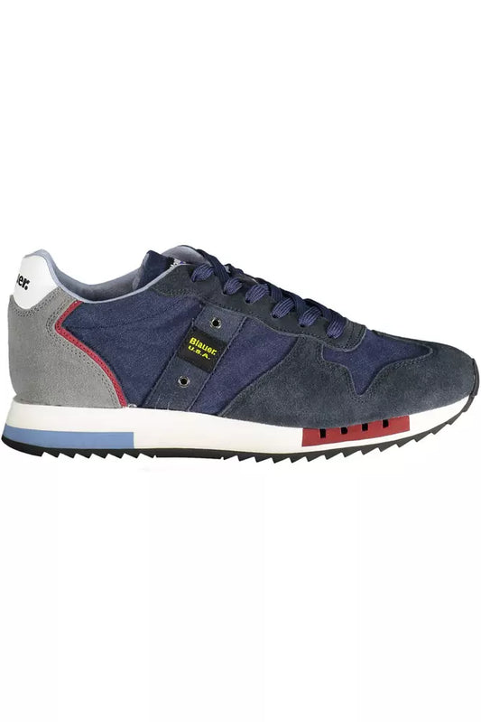 Blue Leather Men Sneaker