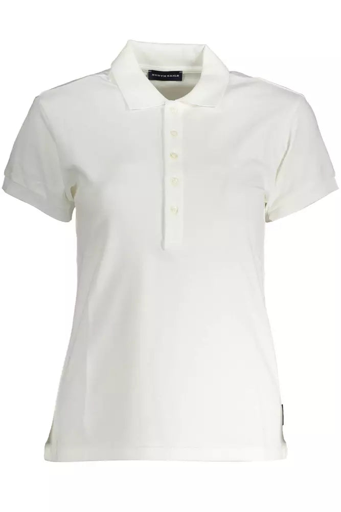 White Cotton Women Polo Shirt