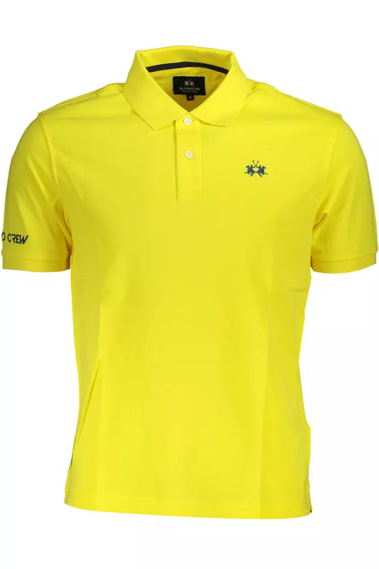 Yellow Cotton Men Polo Shirt