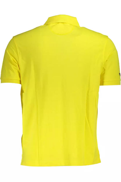 Yellow Cotton Men Polo Shirt