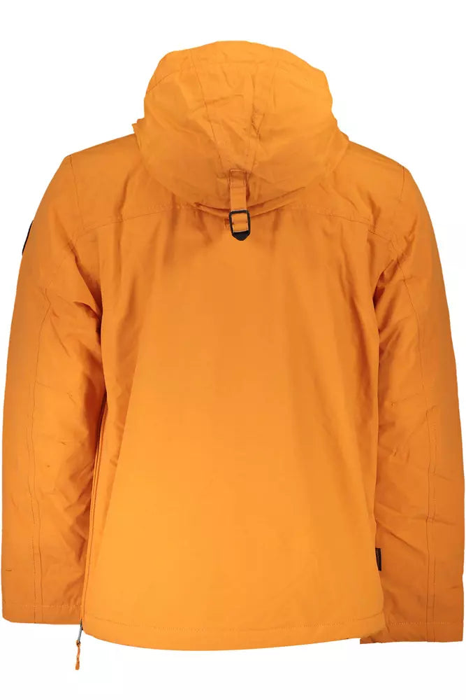 Orange Polyester Men Jacket