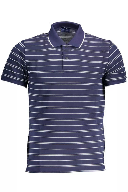 Blue Cotton Men Polo