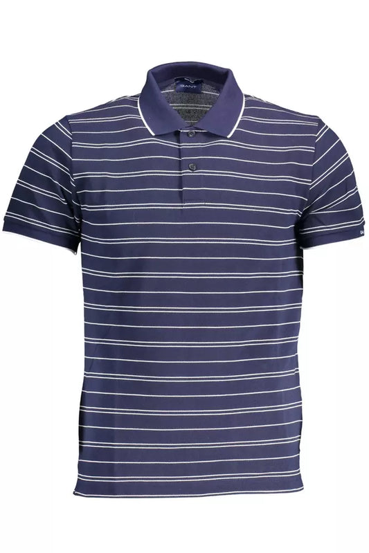 Blue Cotton Men Polo